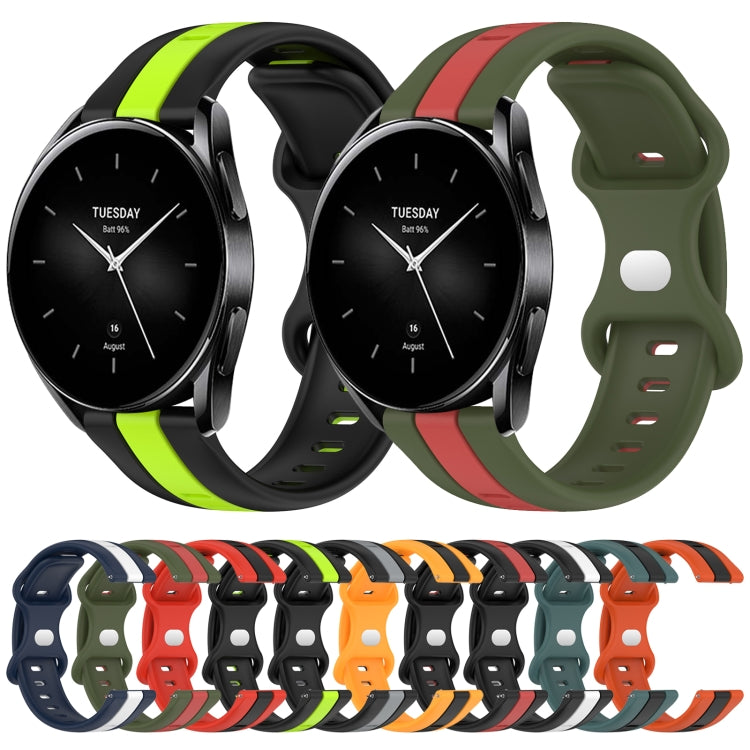 For Xiaomi Watch S2 46mm 22mm Butterfly Buckle Two-Color Silicone Watch Band(Black+Green) - free shipping - PMC TechLife - Order now!