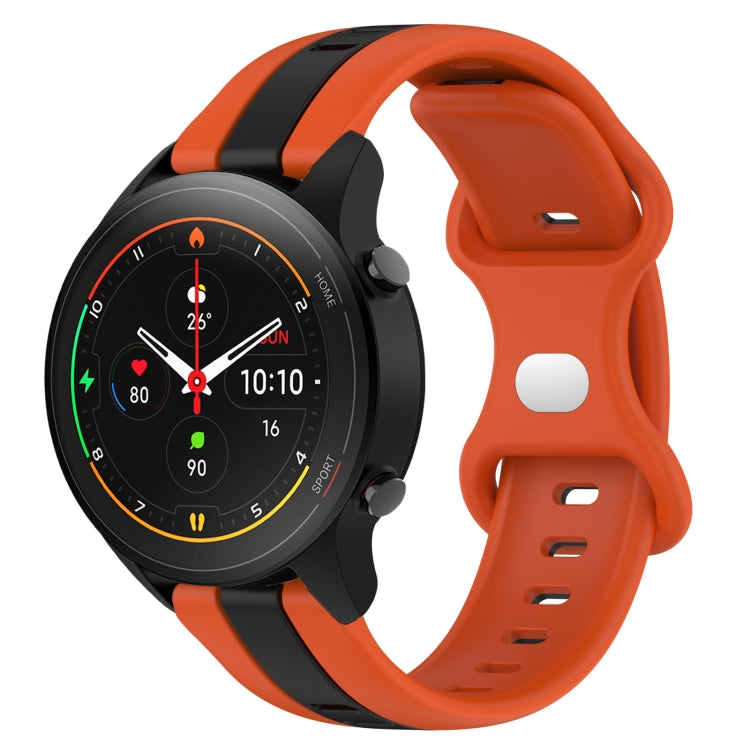 For Xiaomi MI Watch S1 Pro 22mm Butterfly Buckle Two-Color Silicone Watch Band(Orange+Black) - free shipping - PMC TechLife - Order now!