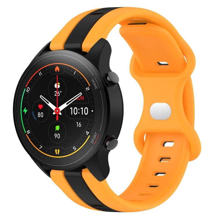 For Xiaomi MI Watch S1 Pro 22mm Butterfly Buckle Two-Color Silicone Watch Band(Black+Yellow) - free shipping - PMC TechLife - Order now!