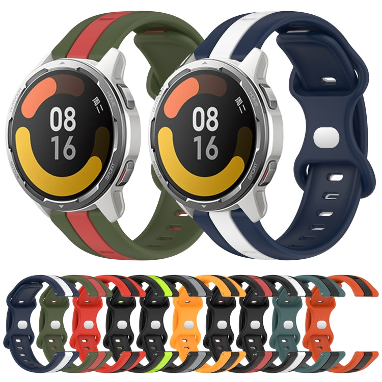 For Xiaomi MI Watch Color 2 22mm Butterfly Buckle Two-Color Silicone Watch Band(White+Blue) - free shipping - PMC TechLife - Order now!