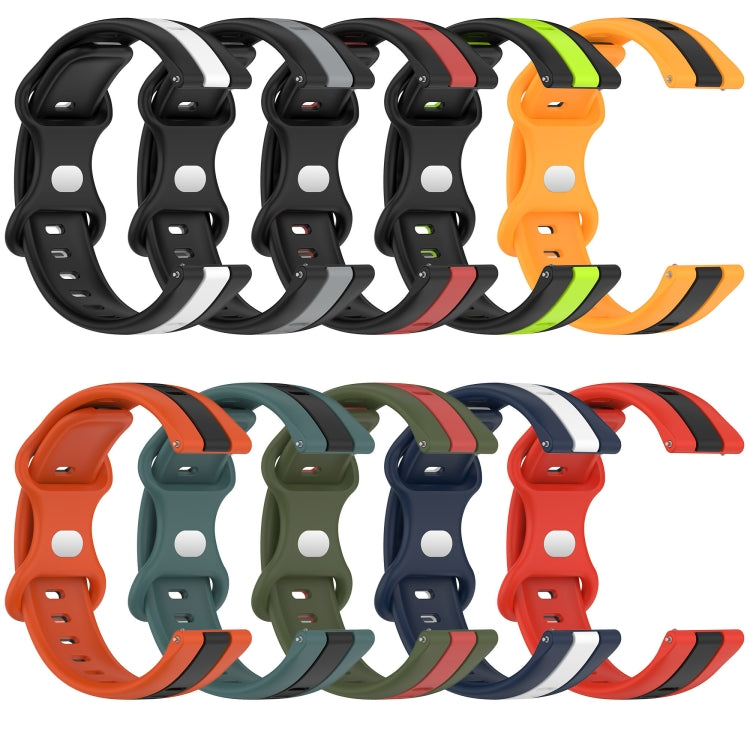 For Xiaomi MI Watch Color 2 22mm Butterfly Buckle Two-Color Silicone Watch Band(Orange+Black) - free shipping - PMC TechLife - Order now!