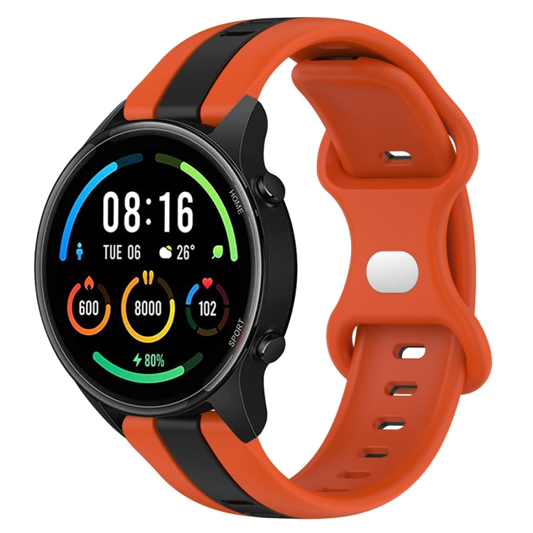 For Xiaomi MI Watch Color 22mm Butterfly Buckle Two-Color Silicone Watch Band(Orange+Black) - free shipping - PMC TechLife - Order now!