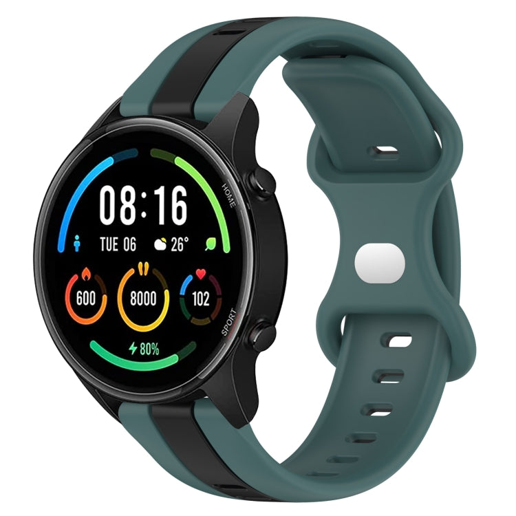 For Xiaomi MI Watch Color 22mm Butterfly Buckle Two-Color Silicone Watch Band(Green+Black) - free shipping - PMC TechLife - Order now!