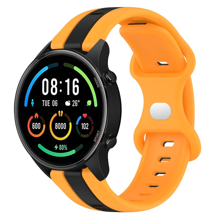 For Xiaomi MI Watch Color 22mm Butterfly Buckle Two-Color Silicone Watch Band(Black+Yellow) - free shipping - PMC TechLife - Order now!