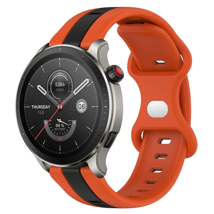 For Amazfit GTR 4 22mm Butterfly Buckle Two-Color Silicone Watch Band(Orange+Black) - free shipping - PMC TechLife - Order now!