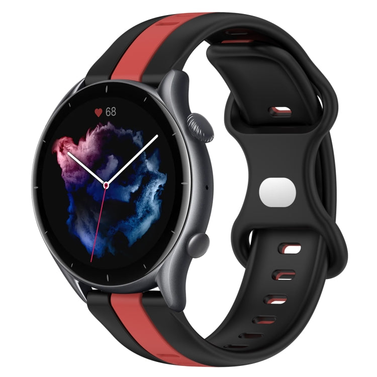 For Amazfit GTR 3 22mm Butterfly Buckle Two-Color Silicone Watch Band(Black+Red) - free shipping - PMC TechLife - Order now!