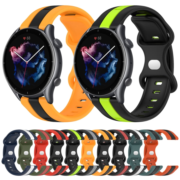For Amazfit GTR 3 22mm Butterfly Buckle Two-Color Silicone Watch Band(Black+Grey) - free shipping - PMC TechLife - Order now!