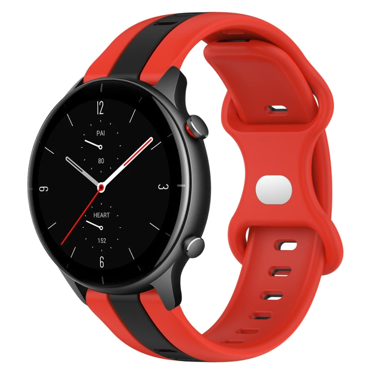 For Amazfit GTR 2e 22mm Butterfly Buckle Two-Color Silicone Watch Band(Red+Black) - free shipping - PMC TechLife - Order now!