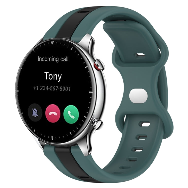 For Amazfit GTR 2 22mm Butterfly Buckle Two-Color Silicone Watch Band(Green+Black) - free shipping - PMC TechLife - Order now!