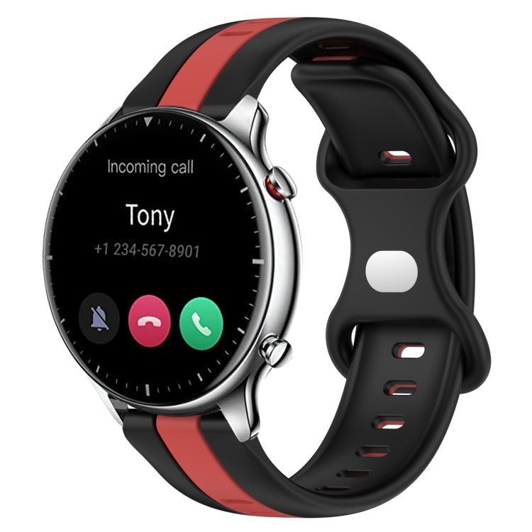 For Amazfit GTR 2 22mm Butterfly Buckle Two-Color Silicone Watch Band(Black+Red) - free shipping - PMC TechLife - Order now!