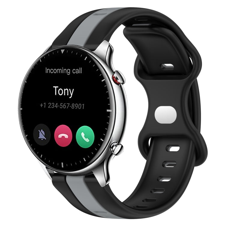 For Amazfit GTR 2 22mm Butterfly Buckle Two-Color Silicone Watch Band(Black+Grey) - free shipping - PMC TechLife - Order now!