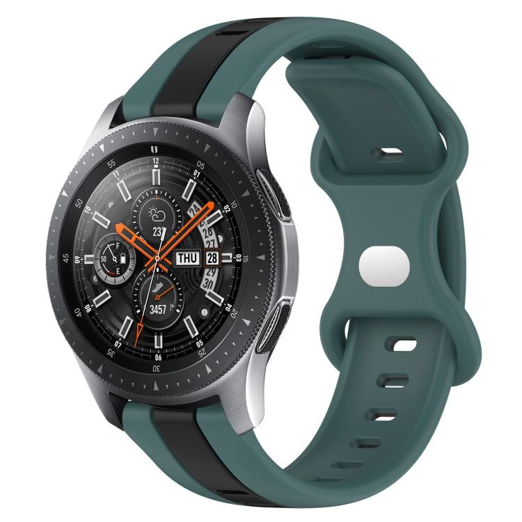 For Samsung Galaxy Watch 46mm 22mm Butterfly Buckle Two-Color Silicone Watch Band(Green+Black) - free shipping - PMC TechLife - Order now!
