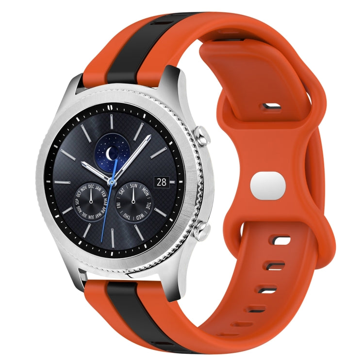 For Samsung Gear S3 Classic 22mm Butterfly Buckle Two-Color Silicone Watch Band(Orange+Black) - free shipping - PMC TechLife - Order now!
