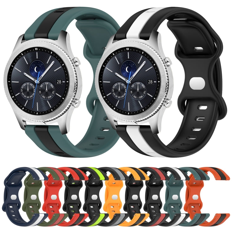 For Samsung Gear S3 Classic 22mm Butterfly Buckle Two-Color Silicone Watch Band(Orange+Black) - free shipping - PMC TechLife - Order now!