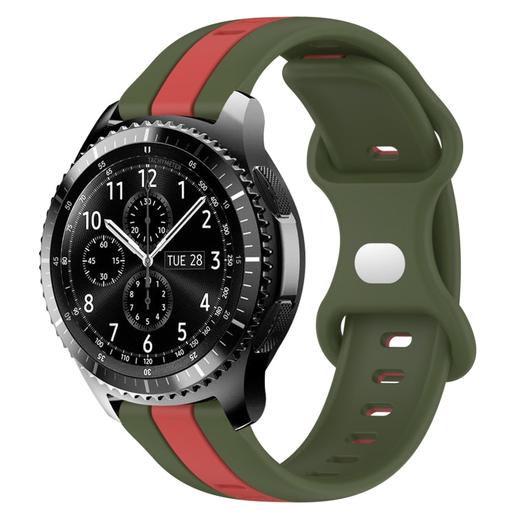 For Samsung Gear S3 Frontier 22mm Butterfly Buckle Two-Color Silicone Watch Band(Red+Army Green) - free shipping - PMC TechLife - Order now!