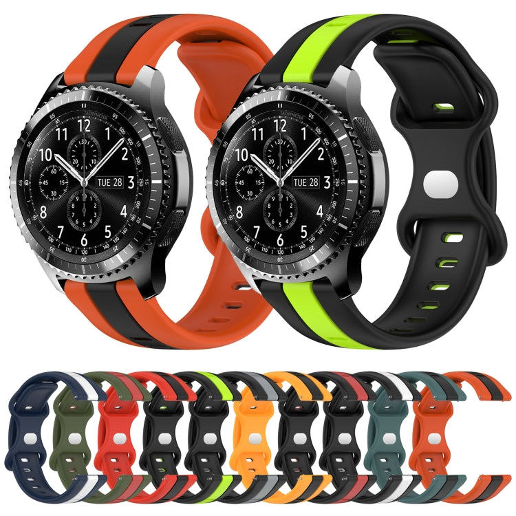 For Samsung Gear S3 Frontier 22mm Butterfly Buckle Two-Color Silicone Watch Band(Black+Grey) - free shipping - PMC TechLife - Order now!