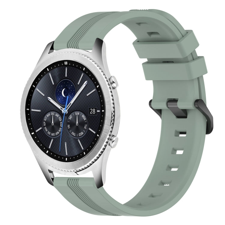 For Samsung Gear S3 Classic 22mm Concave Striped Slicone Watch Band(Grayish Green) - free shipping - PMC TechLife - Order now!