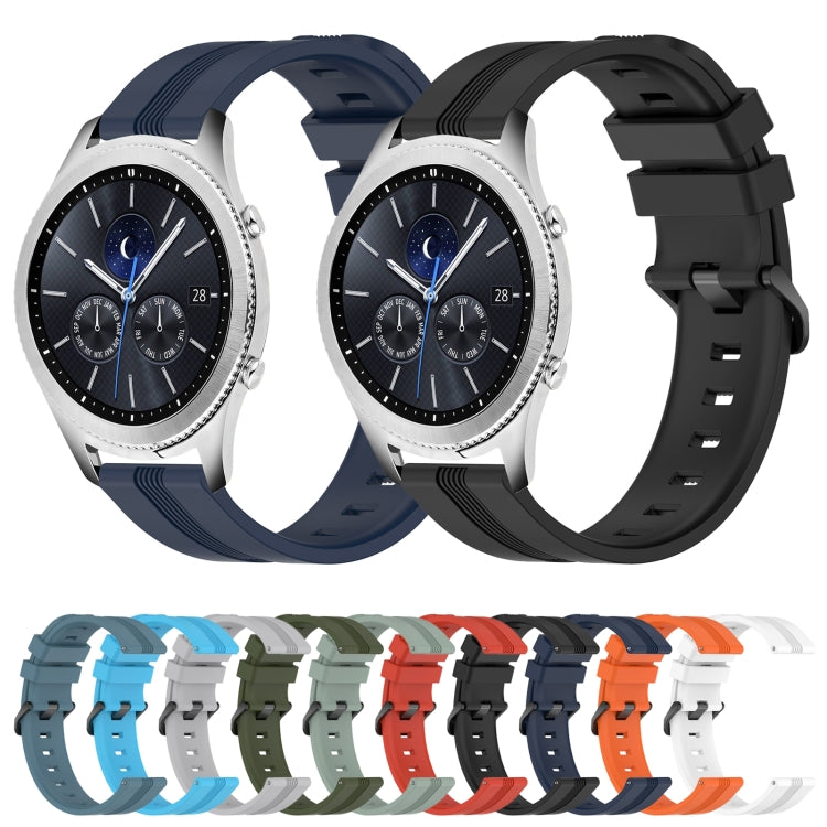 For Samsung Gear S3 Classic 22mm Concave Striped Slicone Watch Band(Grayish Green) - free shipping - PMC TechLife - Order now!