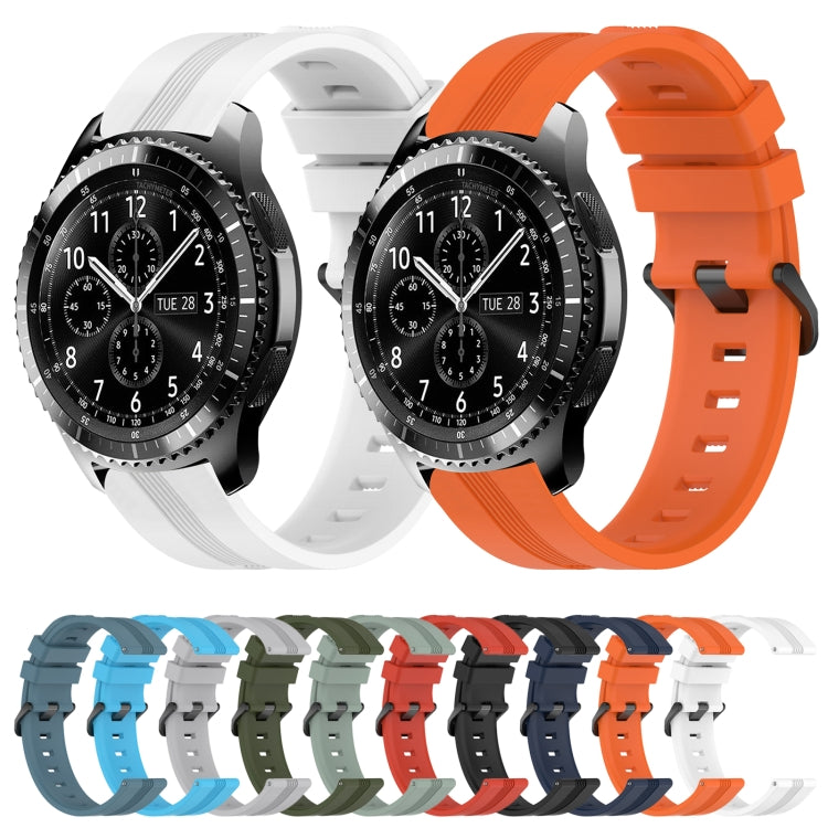 For Samsung Gear S3 Frontier 22mm Concave Striped Slicone Watch Band(Grayish Green) - free shipping - PMC TechLife - Order now!