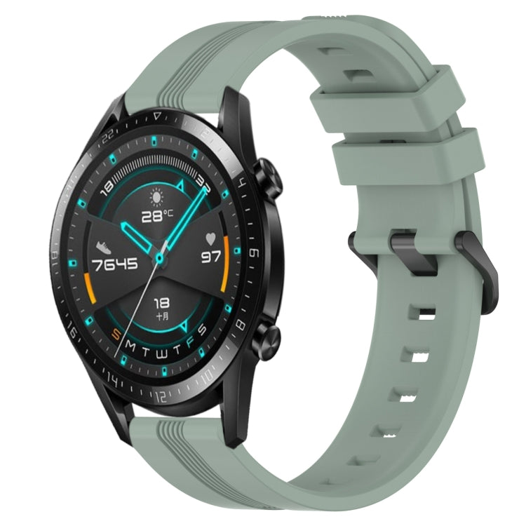 For Huawei GT2 46mm 22mm Concave Striped Slicone Watch Band(Grayish Green) - free shipping - PMC TechLife - Order now!