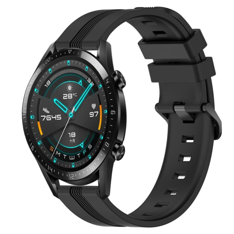 For Huawei Watch GT2 42mm 20mm Concave Striped Slicone Watch Band(Black) - free shipping - PMC TechLife - Order now!