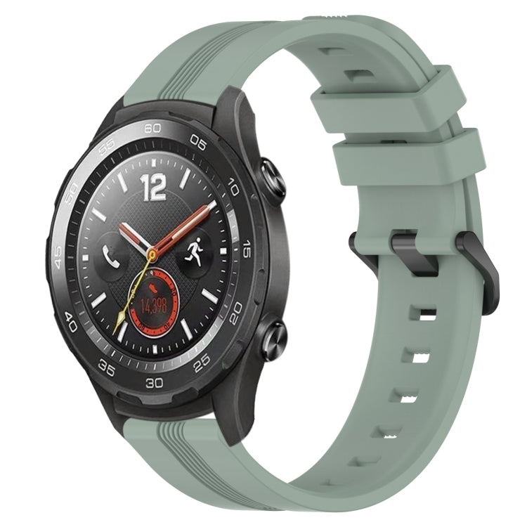 For Huawei Watch 2 20mm Concave Striped Slicone Watch Band(Grayish Green) - free shipping - PMC TechLife - Order now!
