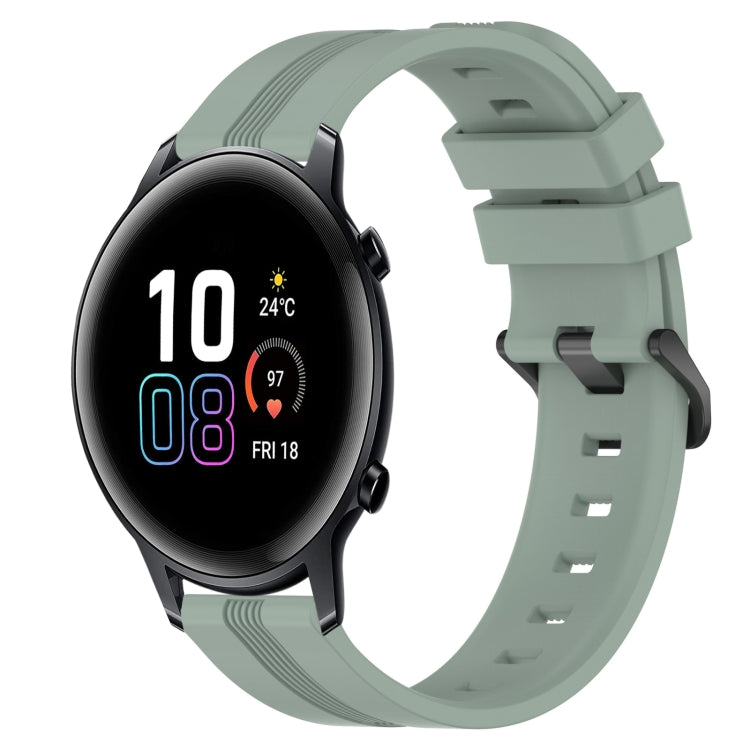 For Honor MagicWatch2 42mm 20mm Concave Striped Slicone Watch Band(Grayish Green) - free shipping - PMC TechLife - Order now!