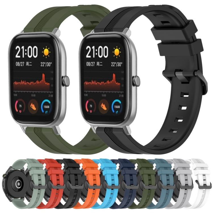 For Amazfit GTS 20mm Concave Striped Slicone Watch Band(Black) - Watch Bands by PMC TechLife | Online Shopping South Africa | PMC TechLife | Buy Now Pay Later Mobicred