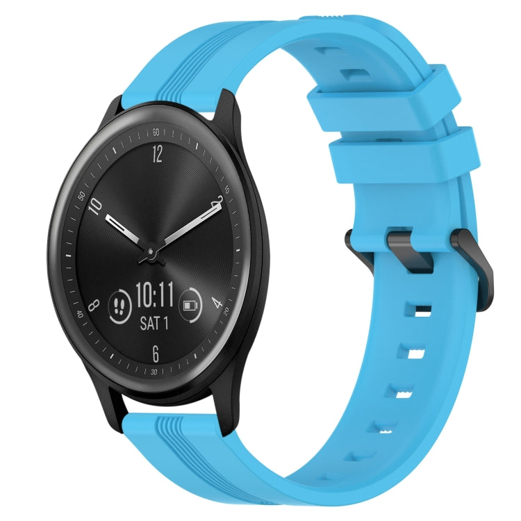 Compatible with Garmin Vivomove Sport 20mm Concave Striped Slicone Watch Band(Sky Blue) - free shipping - PMC TechLife - Order now!