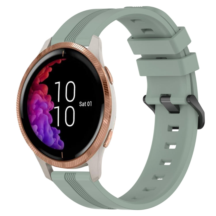 Compatible with Garmin Venu 20mm Concave Striped Slicone Watch Band(Grayish Green) - free shipping - PMC TechLife - Order now!