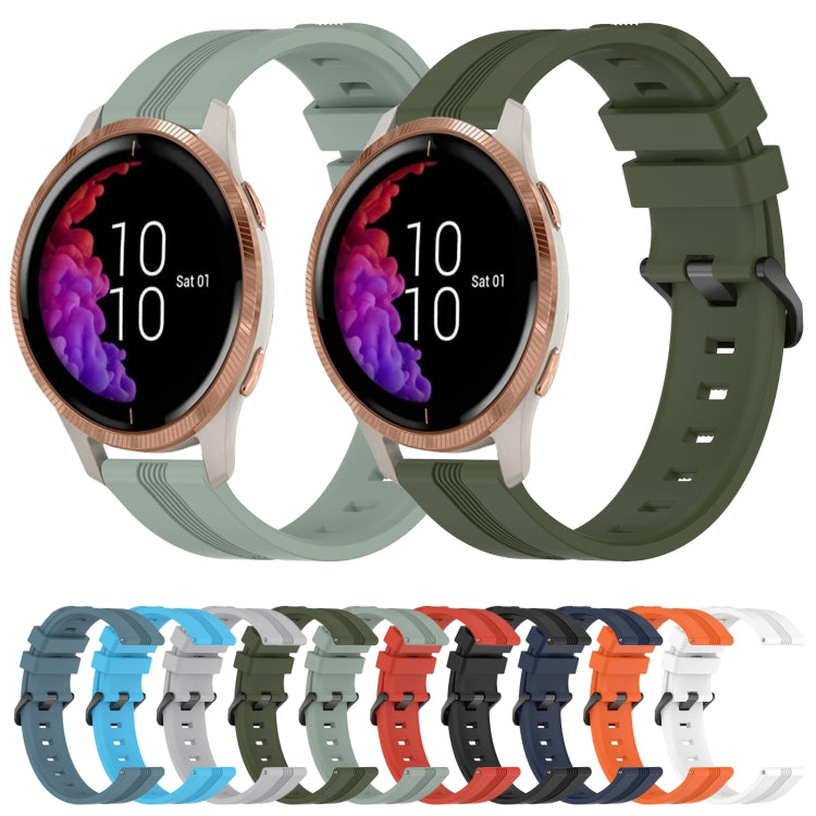 Compatible with Garmin Venu 20mm Concave Striped Slicone Watch Band(Grayish Green) - free shipping - PMC TechLife - Order now!