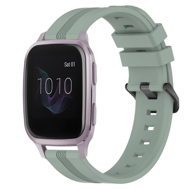 Compatible with Garmin Venu SQ 20mm Concave Striped Slicone Watch Band(Grayish Green) - free shipping - PMC TechLife - Order now!