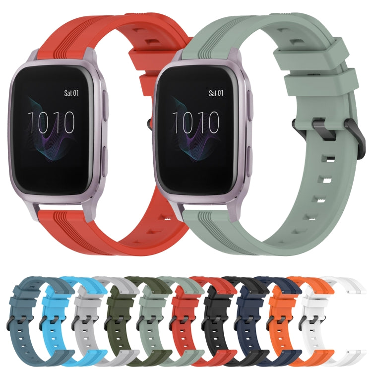 Compatible with Garmin Venu SQ 20mm Concave Striped Slicone Watch Band(Grayish Green) - free shipping - PMC TechLife - Order now!