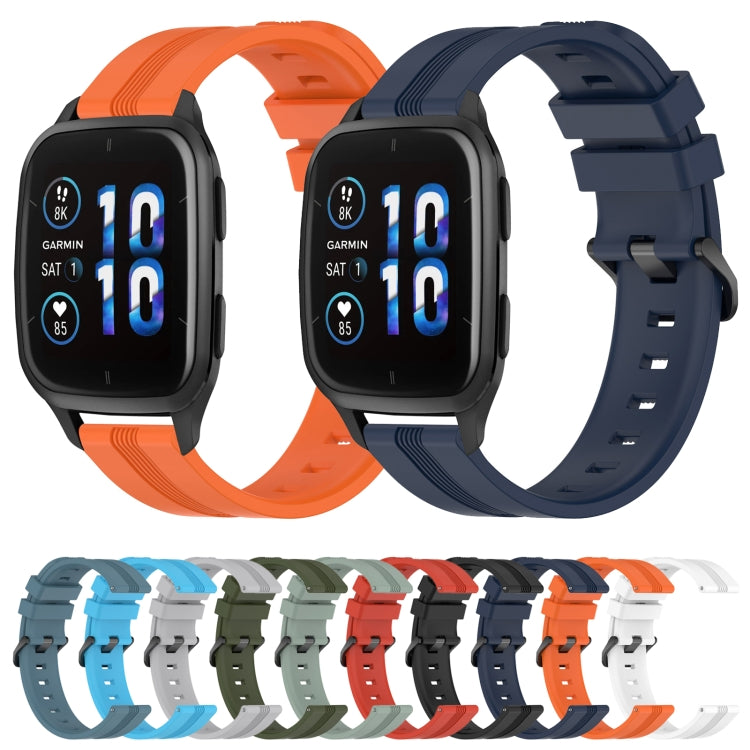 Compatible with Garmin Compatible witherunner Sq2 20mm Concave Striped Slicone Watch Band(Rock Cyan) - free shipping - PMC TechLife - Order now!