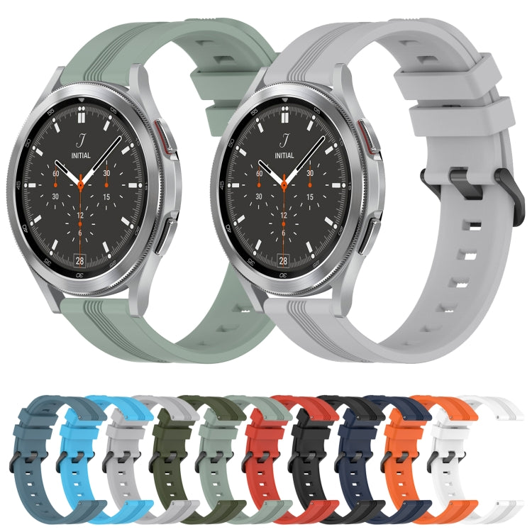 For Samsung  Galaxy Watch 4 Classic 46mm 20mm Concave Striped Slicone Watch Band(White) - free shipping - PMC TechLife - Order now!