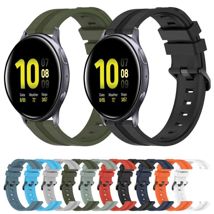 For Samsung Galaxy Watch Active 2 40mm 20mm Concave Striped Slicone Watch Band(Sky Blue) - free shipping - PMC TechLife - Order now!