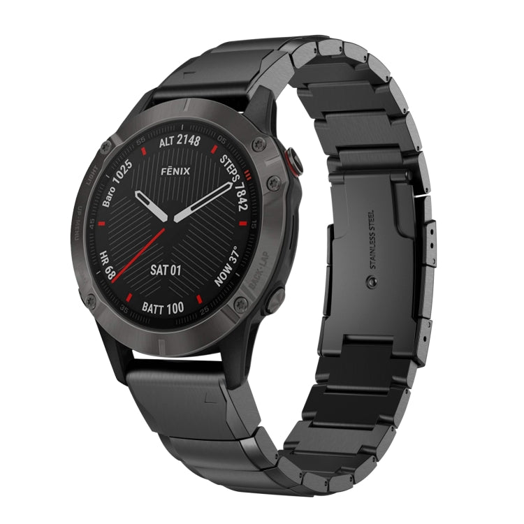 Compatible with Garmin Fenix 6X 26mm Tortoise Shell Stainless Steel Watch Band(Black) - free shipping - PMC TechLife - Order now!