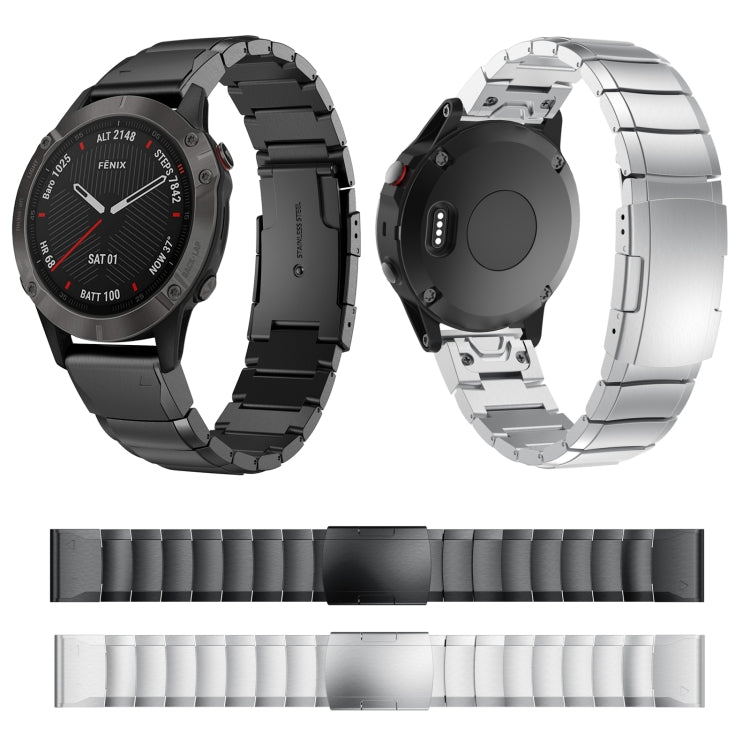 Compatible with Garmin Fenix 6X 26mm Tortoise Shell Stainless Steel Watch Band(Sliver) - free shipping - PMC TechLife - Order now!