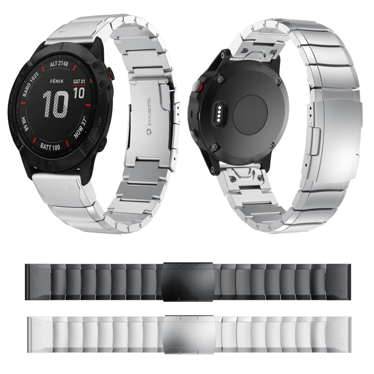 Compatible with Garmin Fenix 6X Pro 26mm Tortoise Shell Stainless Steel Watch Band(Black) - free shipping - PMC TechLife - Order now!