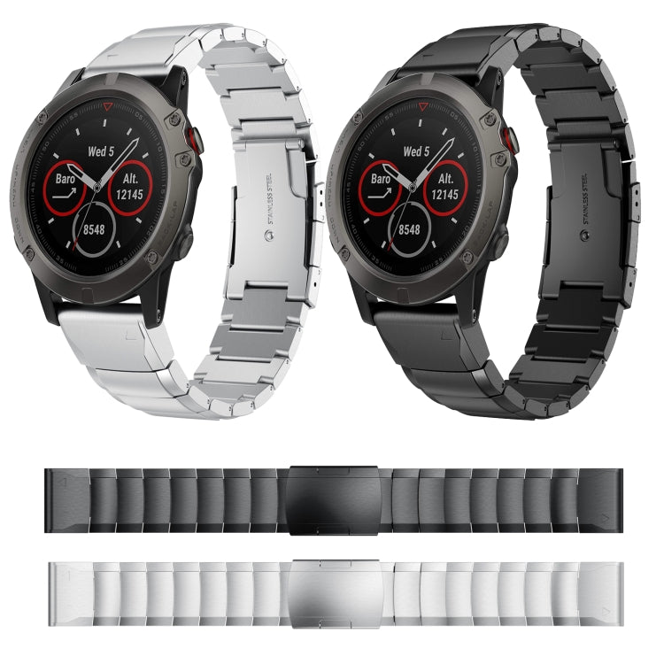 Compatible with Garmin Fenix 5X Sapphire 26mm Tortoise Shell Stainless Steel Watch Band(Black) - free shipping - PMC TechLife - Order now!