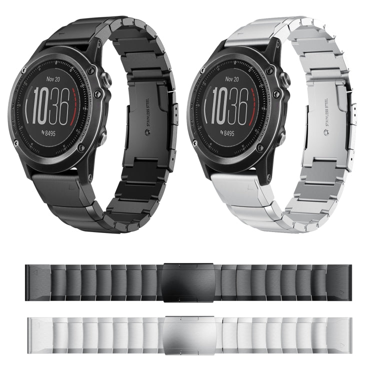 Compatible with Garmin Fenix 3 HR 26mm Tortoise Shell Stainless Steel Watch Band(Sliver) - free shipping - PMC TechLife - Order now!