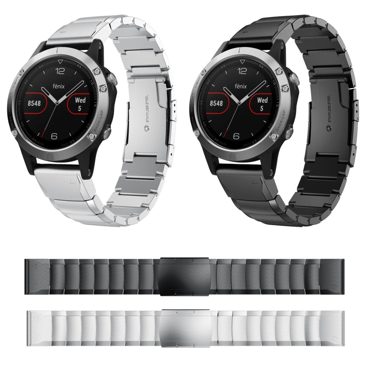 Compatible with Garmin Fenix 5 22mm Tortoise Shell Stainless Steel Watch Band(Black) - free shipping - PMC TechLife - Order now!