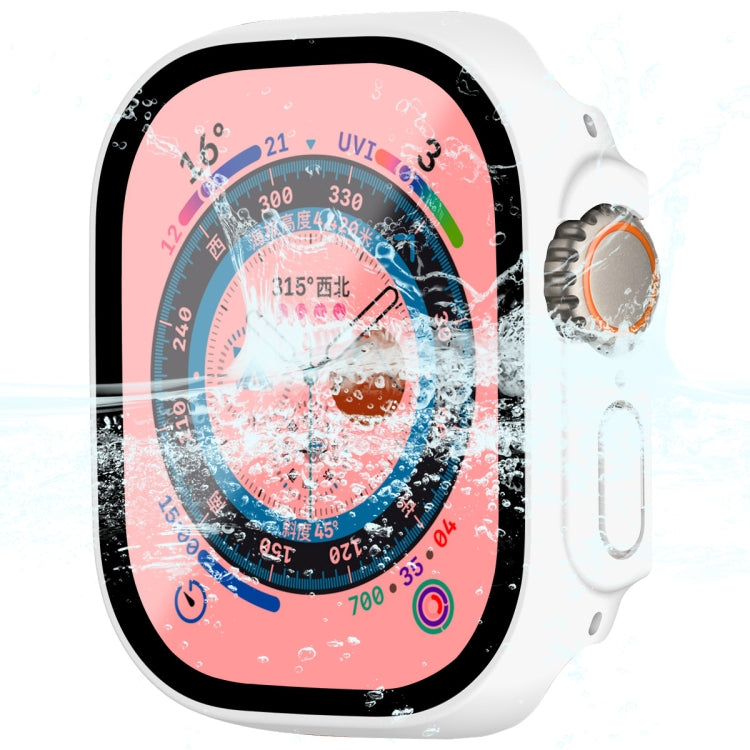 For Apple Watch Ultra / Ultra 2 49mm ENKAY Hat-Prince Waterproof Full Coverage PC Frame + 9H Tempered Glass Case(White) - Watch Cases by ENKAY | Online Shopping South Africa | PMC TechLife | Buy Now Pay Later Mobicred