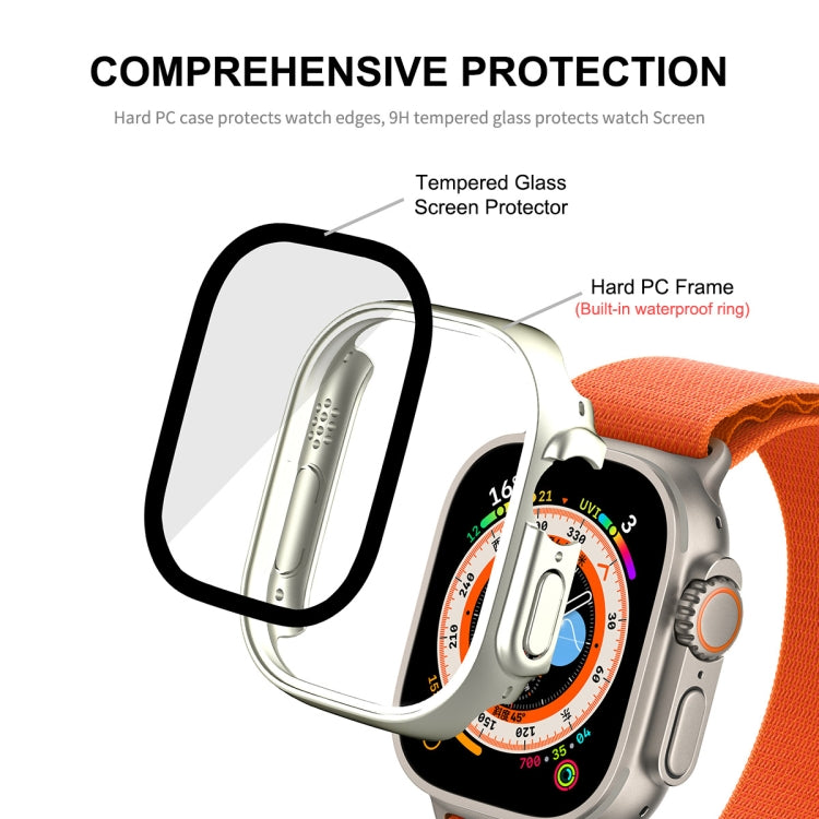 For Apple Watch Ultra / Ultra 2 49mm ENKAY Hat-Prince Waterproof Full Coverage PC Frame + 9H Tempered Glass Case(White) - Watch Cases by ENKAY | Online Shopping South Africa | PMC TechLife | Buy Now Pay Later Mobicred