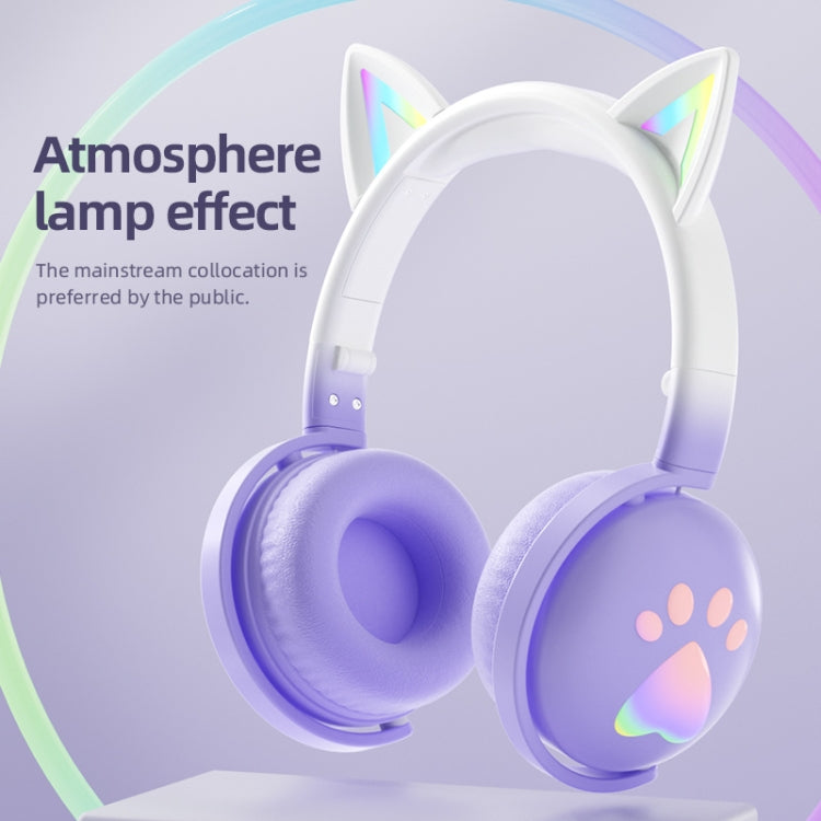 KE28 RGB Cute Cat Ears Bluetooth Wireless Music Headset with Detachable Mic(Pink+Blue) - Headset & Headphone by PMC TechLife | Online Shopping South Africa | PMC TechLife