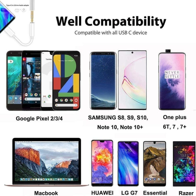 Type C to 3.5mm Female Headphone Jack Adapter - Type-C Adapter by PMC TechLife | Online Shopping South Africa | PMC TechLife