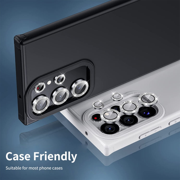 For Samsung Galaxy S23 Ultra 5G ENKAY 9H Rear Camera Lens Glitter Aluminium Alloy Ring Tempered Glass Film(Silver) - free shipping - PMC TechLife - Order now!