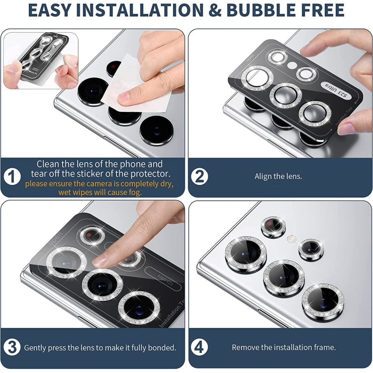 For Samsung Galaxy S23 Ultra 5G ENKAY 9H Rear Camera Lens Glitter Aluminium Alloy Ring Tempered Glass Film(Golden) - free shipping - PMC TechLife - Order now!