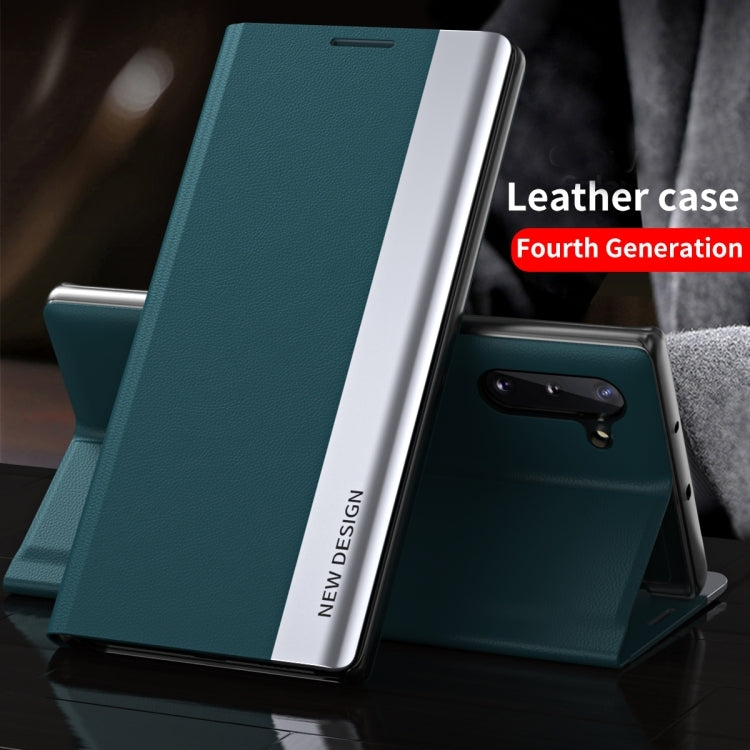 For Samsung Galaxy A54 5G Side Electroplated Adsorption Leather Phone Case(Black) - Galaxy Phone Cases by PMC TechLife | Online Shopping South Africa | PMC TechLife | Buy Now Pay Later Mobicred