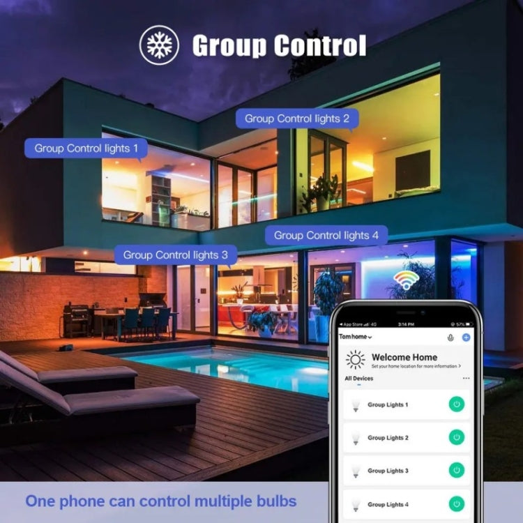 DP01 4pcs TUYA WiFi Smart Light Bulb 15W E26 E27 RGB + White + Warm White LED Bulb - LED Bulbs by PMC TechLife | Online Shopping South Africa | PMC TechLife